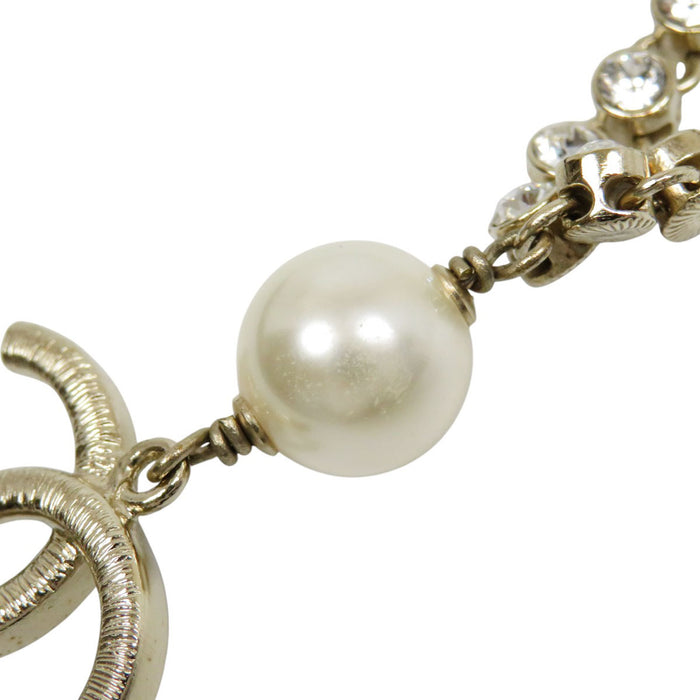 CHANEL  
COCO CC Logo Light Gold Color Metal B21B  
Coco Mark Costume Pearl Rhinestone Necklace