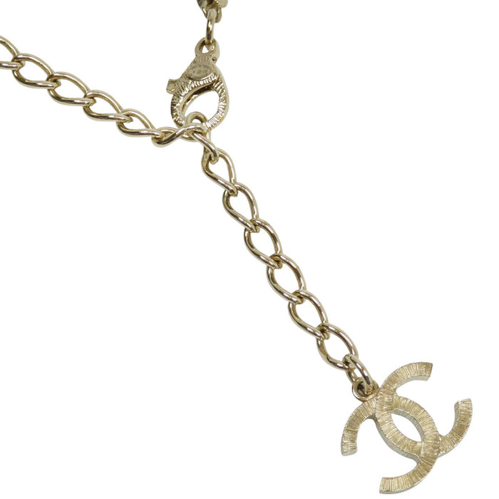 CHANEL  
COCO CC Logo Light Gold Color Metal B21B  
Coco Mark Costume Pearl Rhinestone Necklace