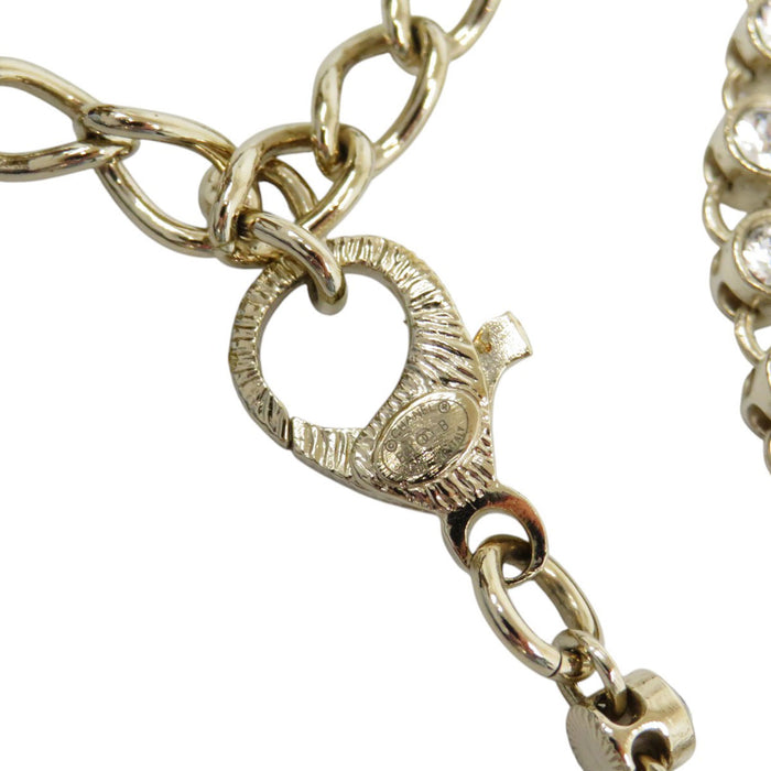 CHANEL  
COCO CC Logo Light Gold Color Metal B21B  
Coco Mark Costume Pearl Rhinestone Necklace