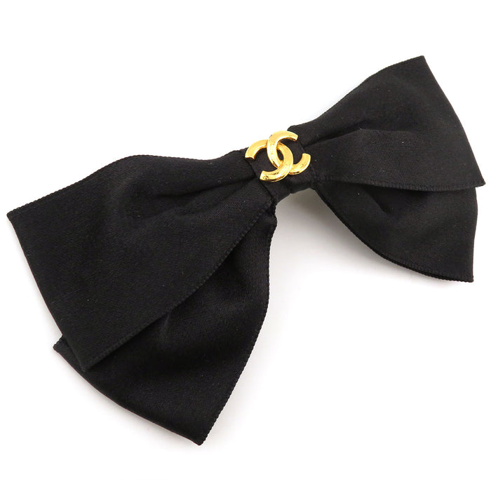 CHANEL 
COCO CC ロゴ サテン 
ココマーク リボン バレッタ