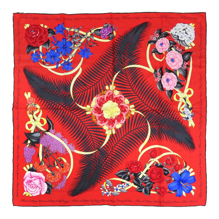 HERMES 
シルク 大判 フラワー リボン 
カレ 90 Fleurs de L'Opera オペラの花 スカーフ