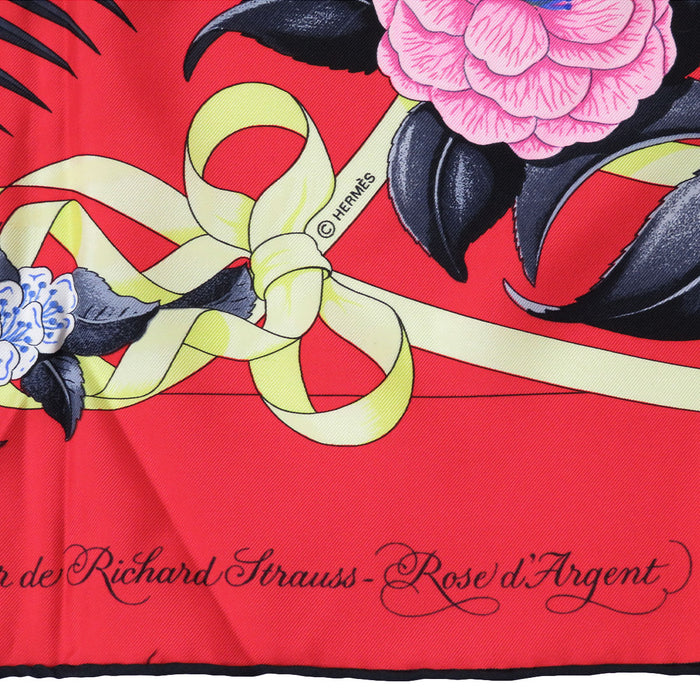 HERMES 
シルク 大判 フラワー リボン 
カレ 90 Fleurs de L'Opera オペラの花 スカーフ
