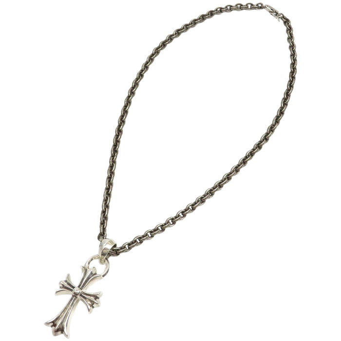 CHROME HEARTS 
Collier chaîne papier 18 pouces en argent 
Petite croix CH Bale