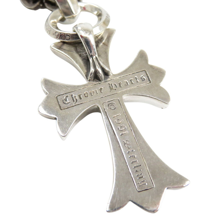 CHROME HEARTS 
Collier chaîne papier 18 pouces en argent 
Petite croix CH Bale