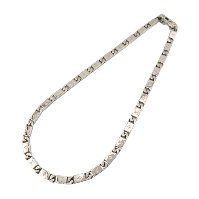 LOUIS VUITTON 
LV ロゴ シルバーカラーメタル 
モノグラム タイドアップ ネックレス