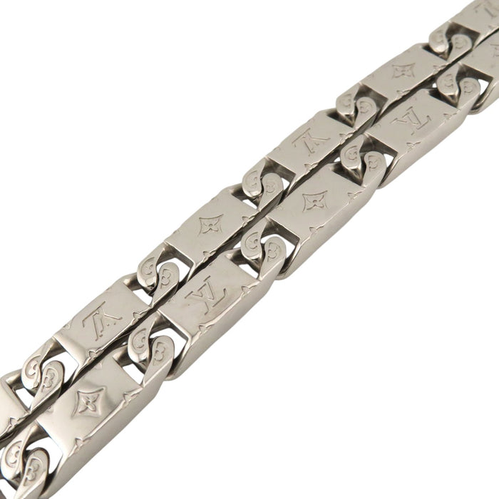 LOUIS VUITTON 
LV ロゴ シルバーカラーメタル 
モノグラム タイドアップ ネックレス