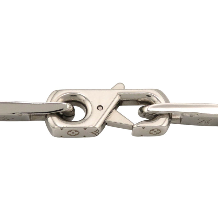 LOUIS VUITTON 
LV ロゴ シルバーカラーメタル 
モノグラム タイドアップ ネックレス