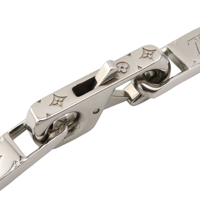 LOUIS VUITTON 
LV ロゴ シルバーカラーメタル 
モノグラム タイドアップ ネックレス