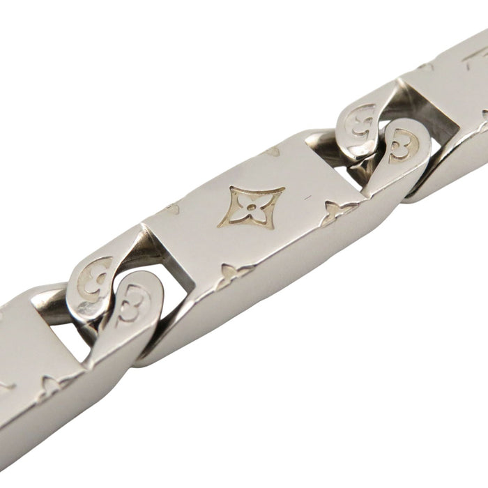 LOUIS VUITTON 
LV ロゴ シルバーカラーメタル 
モノグラム タイドアップ ネックレス