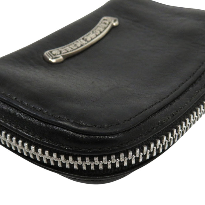CHROME HEARTS  
CH COIN CASE Round Zip Leather Scroll Label  
Dagger Zip Coin Case  
With Invoice
