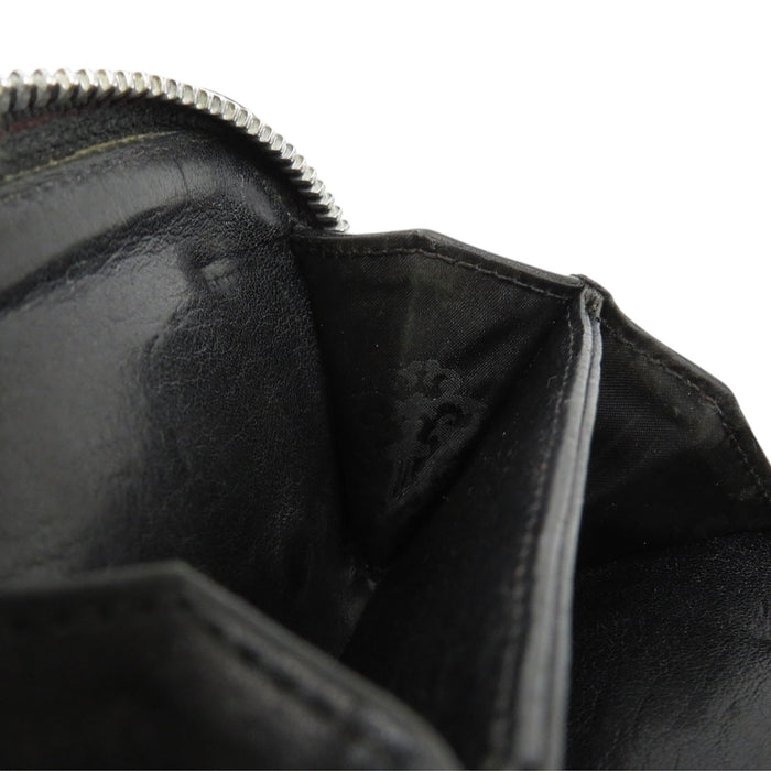 CHROME HEARTS  
CH COIN CASE Round Zip Leather Scroll Label  
Dagger Zip Coin Case  
With Invoice