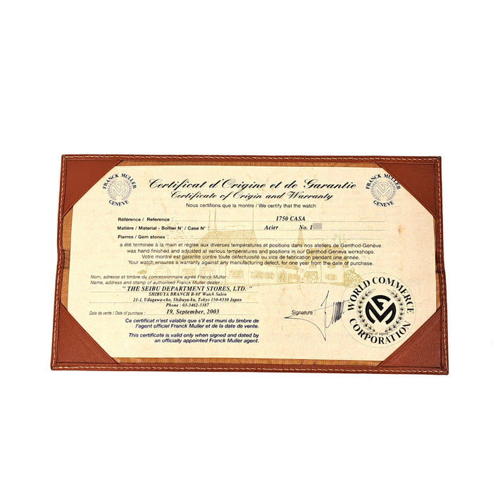 FRANCK MULLER 
カサブランカ サーモンピンク 
ギャラ付