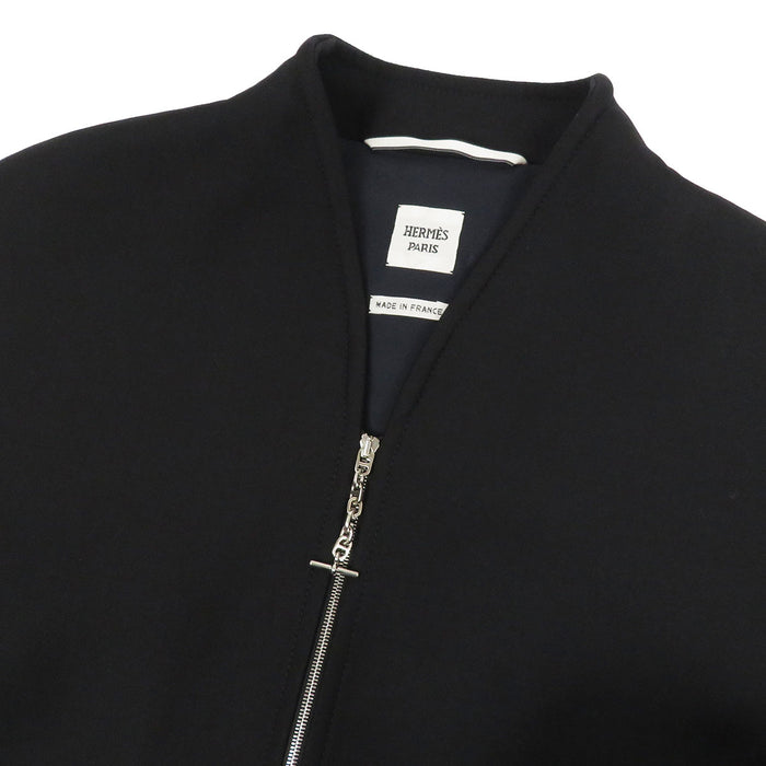 HERMES 
H アッシュ Chaine d'Ancre ジップアップ シルバー金具 ウール 
シェーヌダンクル ノーカラー ジャケット
