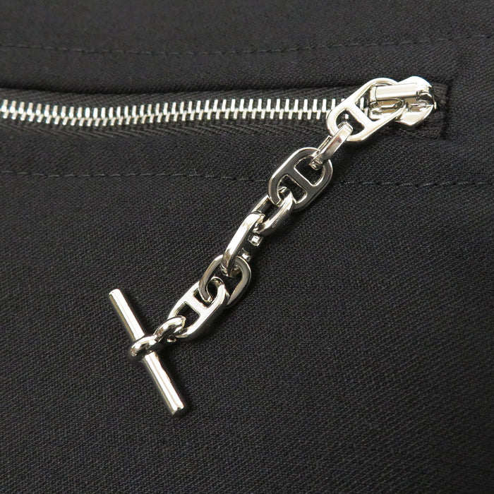 HERMES 
H アッシュ Chaine d'Ancre ジップアップ シルバー金具 ウール 
シェーヌダンクル ノーカラー ジャケット