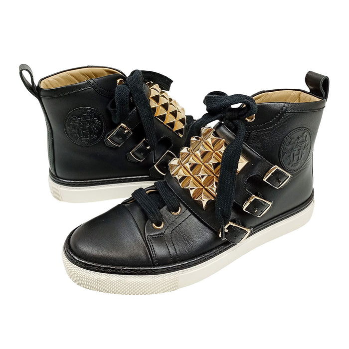 HERMES 
H アッシュ ロゴ レースアップ エクスリブリス スタッズ 
レノックス コリエドシアン ハイカット スニーカー