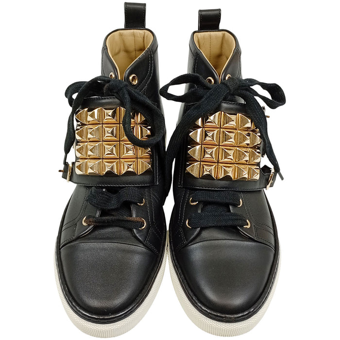 HERMES 
H アッシュ ロゴ レースアップ エクスリブリス スタッズ 
レノックス コリエドシアン ハイカット スニーカー