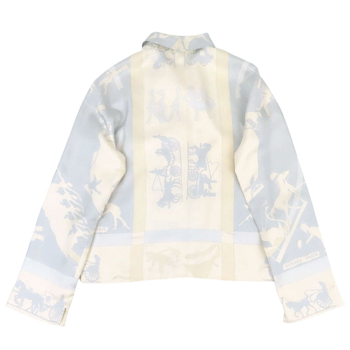 HERMES 
ロゴボタン マルジェラ期 
馬車柄 シルク ロングスリーブ シャツ