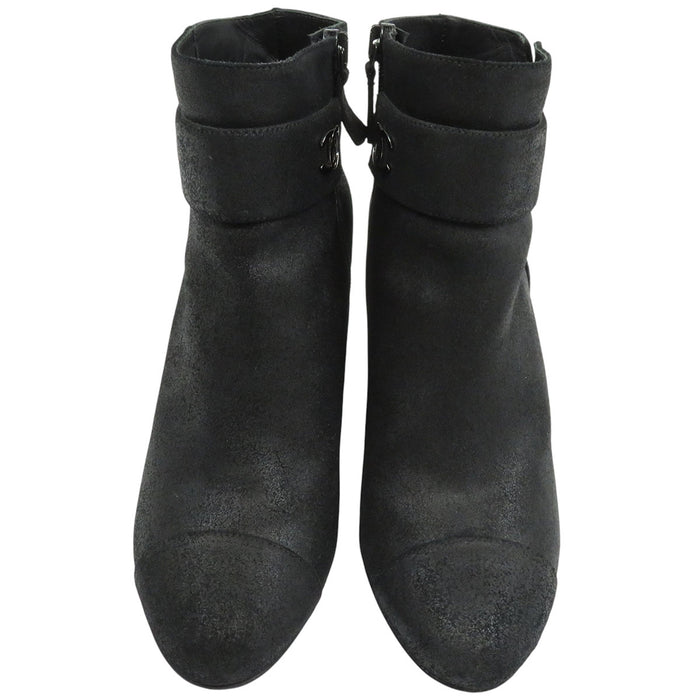 CHANEL 
COCO CC ロゴ スウェード 
ココマーク サイドジップ ショートブーツ