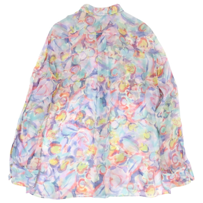 CHANEL 
COCO CC ココボタン ロゴ 水彩柄 シースルー 
ココマーク シフォン ブラウス