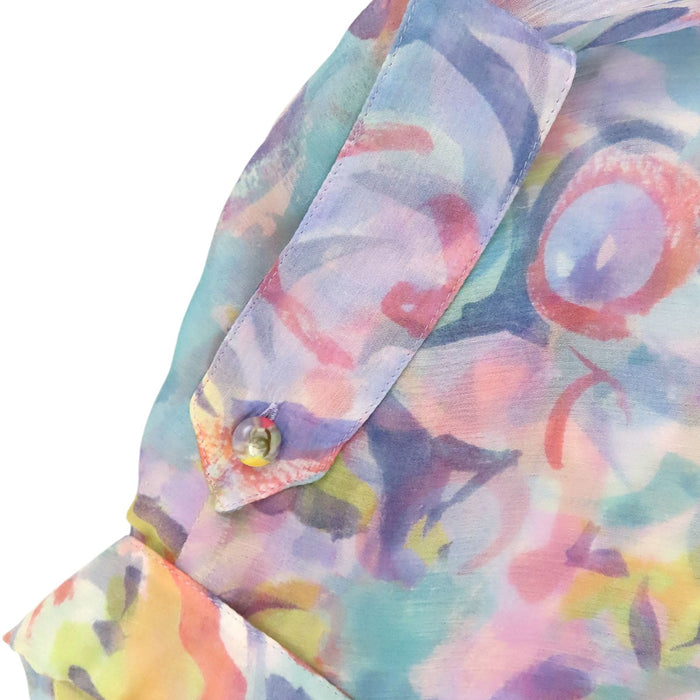 CHANEL 
COCO CC ココボタン ロゴ 水彩柄 シースルー 
ココマーク シフォン ブラウス