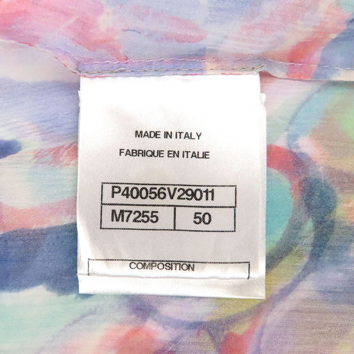 CHANEL 
COCO CC ココボタン ロゴ 水彩柄 シースルー 
ココマーク シフォン ブラウス