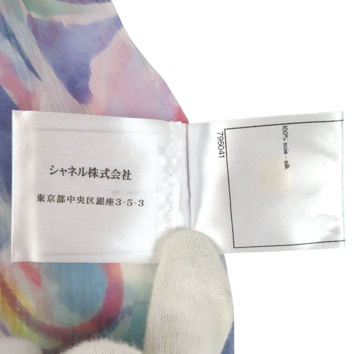 CHANEL 
COCO CC ココボタン ロゴ 水彩柄 シースルー 
ココマーク シフォン ブラウス