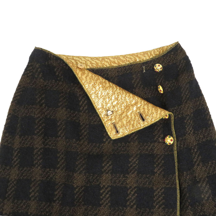 CHANEL 
96A COCO CC Logo Check Pattern 
Coco Mark Claw Button Tweed Set-Up