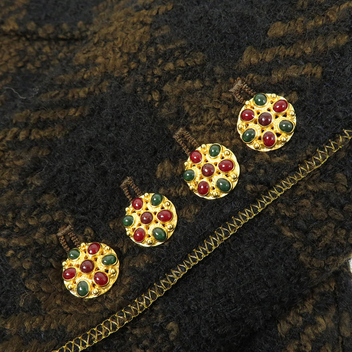 CHANEL 
96A COCO CC Logo Check Pattern 
Coco Mark Claw Button Tweed Set-Up