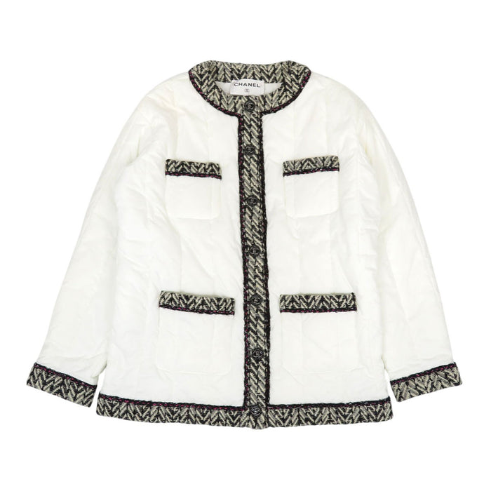 CHANEL  
COCO CC Turn Lock Coco Button Nylon  
Coco Mark Tweed Trim Padded Jacket