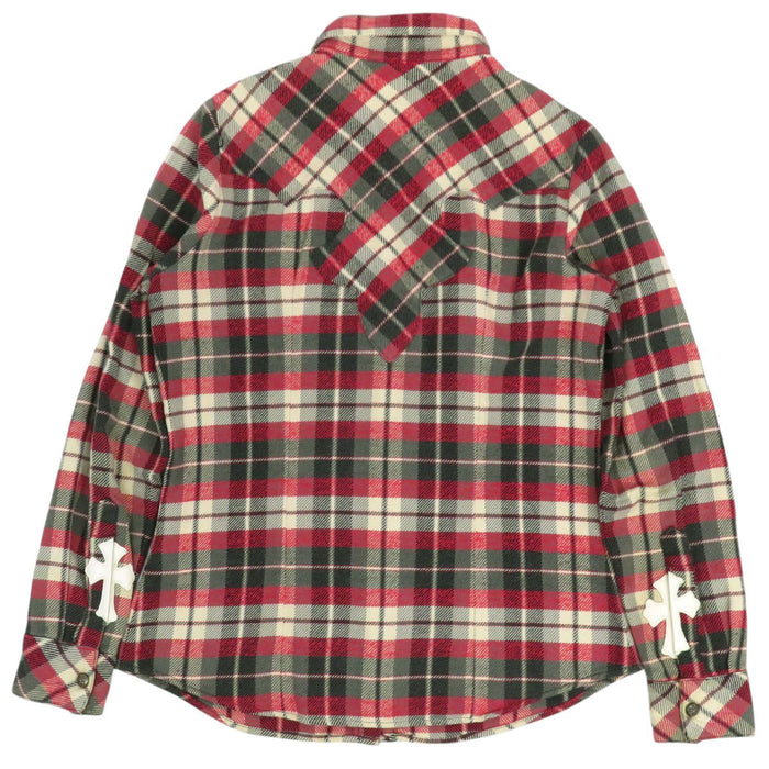 CHROME HEARTS  
CH WESTN 星形鈕扣 棉質  
西部鈕扣 十字圖案 格紋法蘭絨襯衫