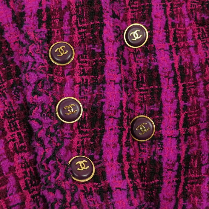 CHANEL  
95A COCO CC Coco Button Vintage  
Coco Mark Tweed Stand Collar Jacket