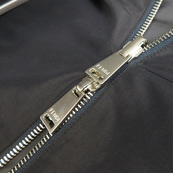 FENDI Giacca a vento reversibile con cappuccio e zip, patch logo