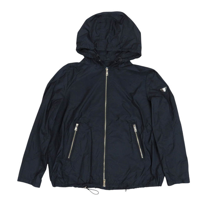 PRADA  
Triangle Logo Plate Zip-Up Hooded  
Triangle Logo Nylon Jacket