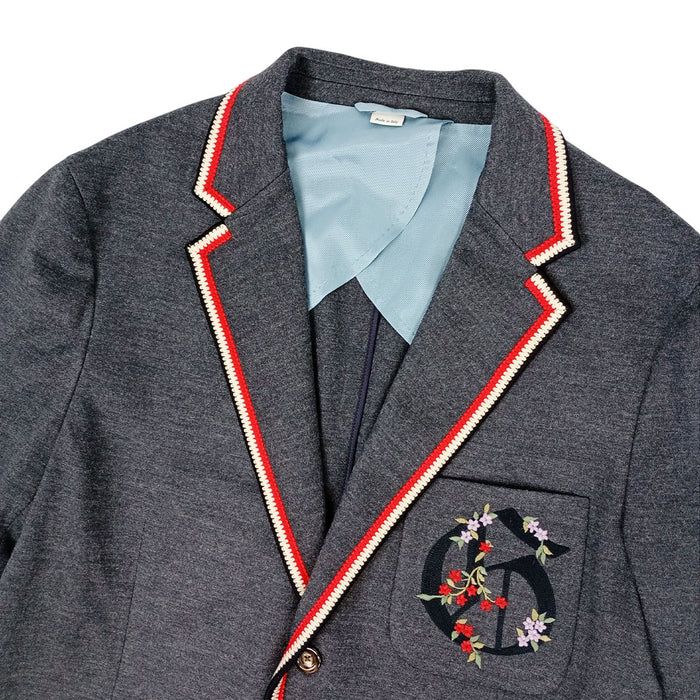 GUCCI  
標誌花卉刺繡羊毛夾克