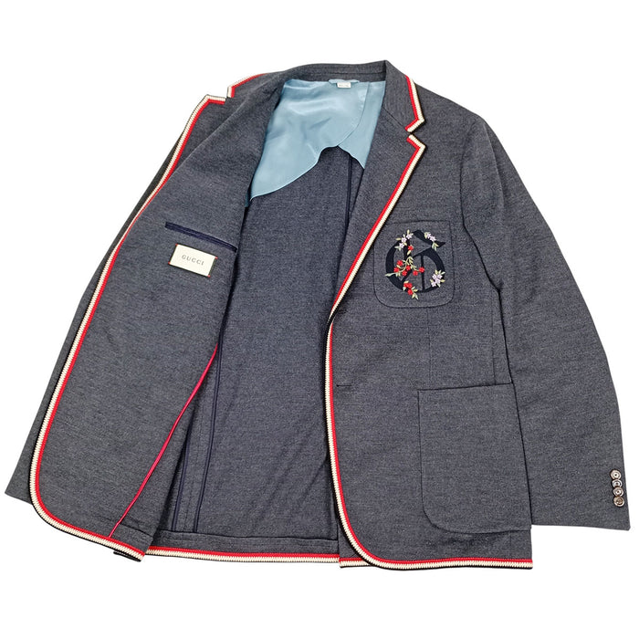 GUCCI 
ロゴ フラワー 
エンブロイダリー ウール ジャケット