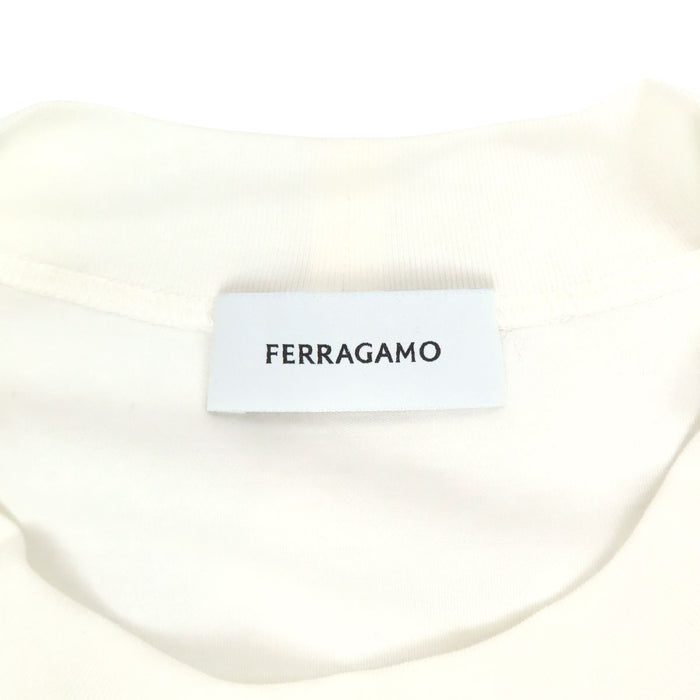 Salvatore Ferragamo 
クルーネック コットン混 シルク混 
ロゴ 半袖 Tシャツ