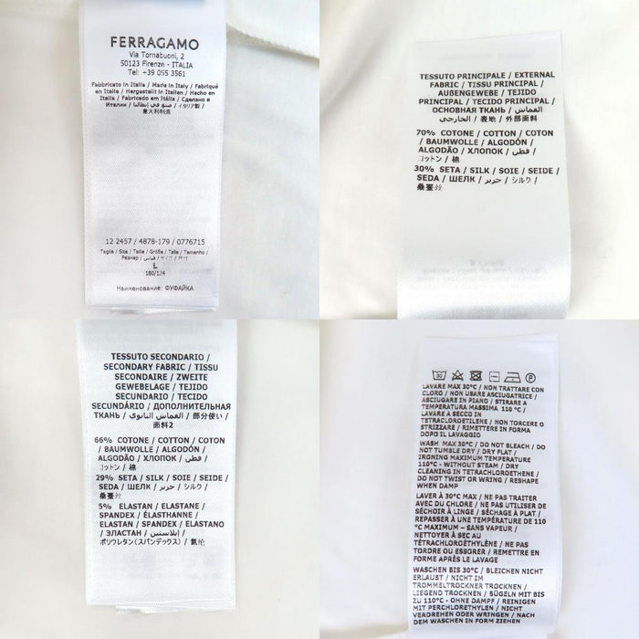 Salvatore Ferragamo 
クルーネック コットン混 シルク混 
ロゴ 半袖 Tシャツ