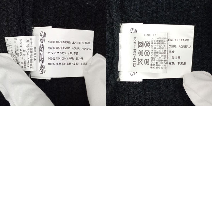 CHROME HEARTS  
CH Plus Croix Boule Patch Cuir Col V Côtelé  
Pull à Capuche Cachemire avec Patch Croix