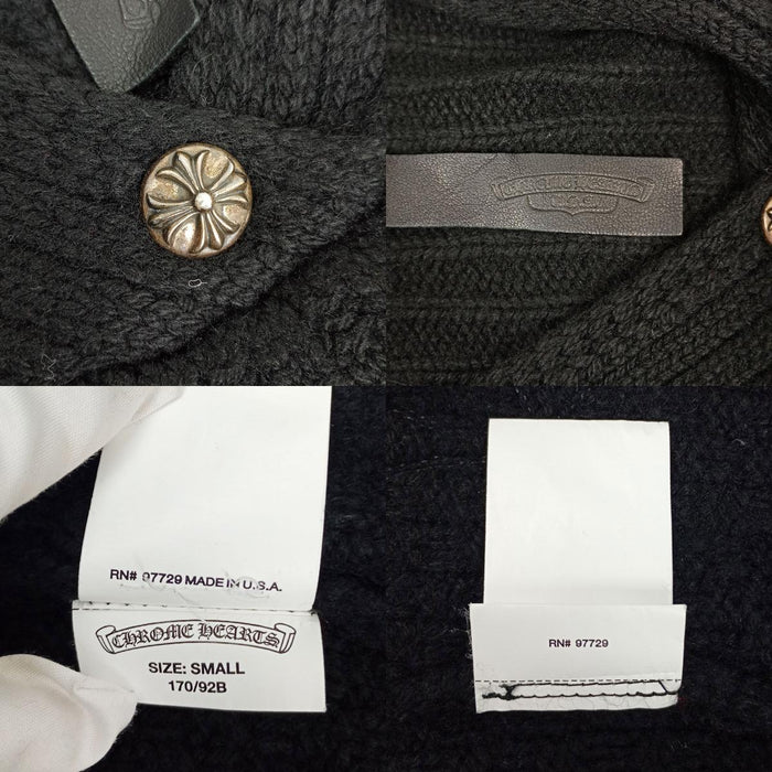 CHROME HEARTS  
CH加号十字球皮革贴片罗纹V领  
十字贴片羊绒针织连帽衫