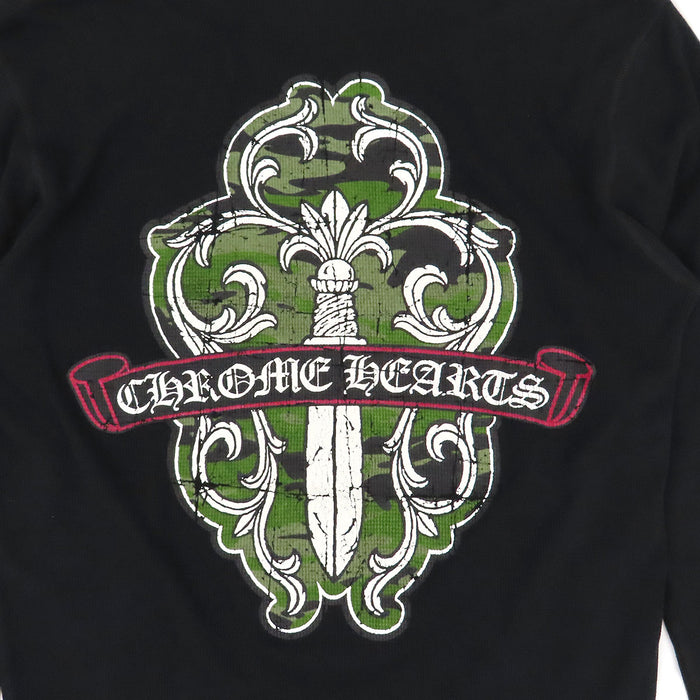 CHROME HEARTS 
オールドモデル CH ロゴ スクロールラベル ワッフル 
ダガー プリント ロングスリーブ Tシャツ