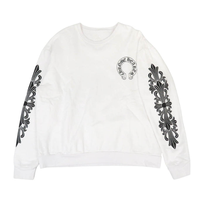 CHROME HEARTS  
CH Floral Cross Scroll Label  
Sleeve Floral Horseshoe Print Sweatshirt Trainer
