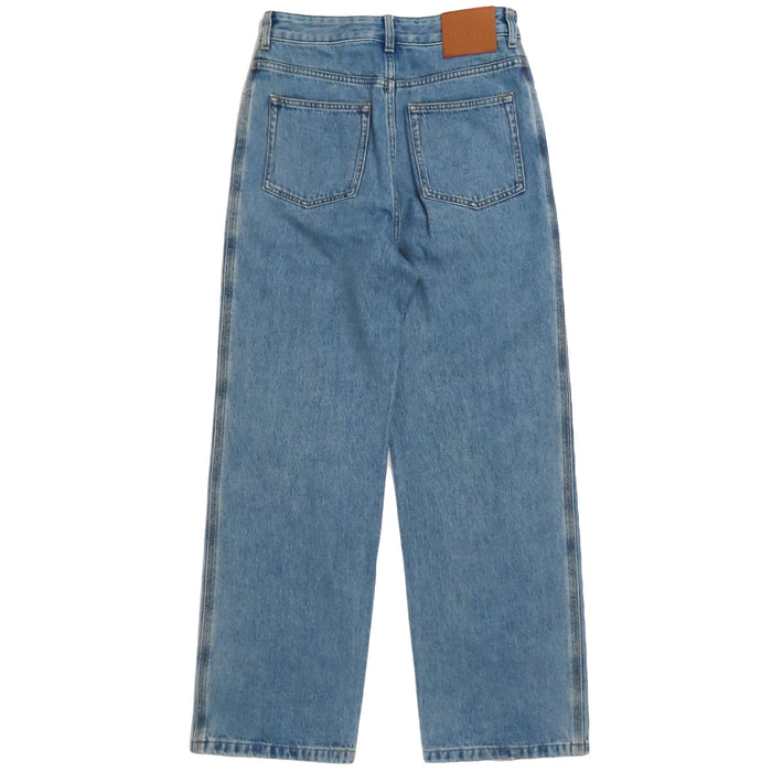 LOEWE 
ロゴ レザーパッチ ウォッシュドデニム コットン 
アナグラム バギー ジーンズ