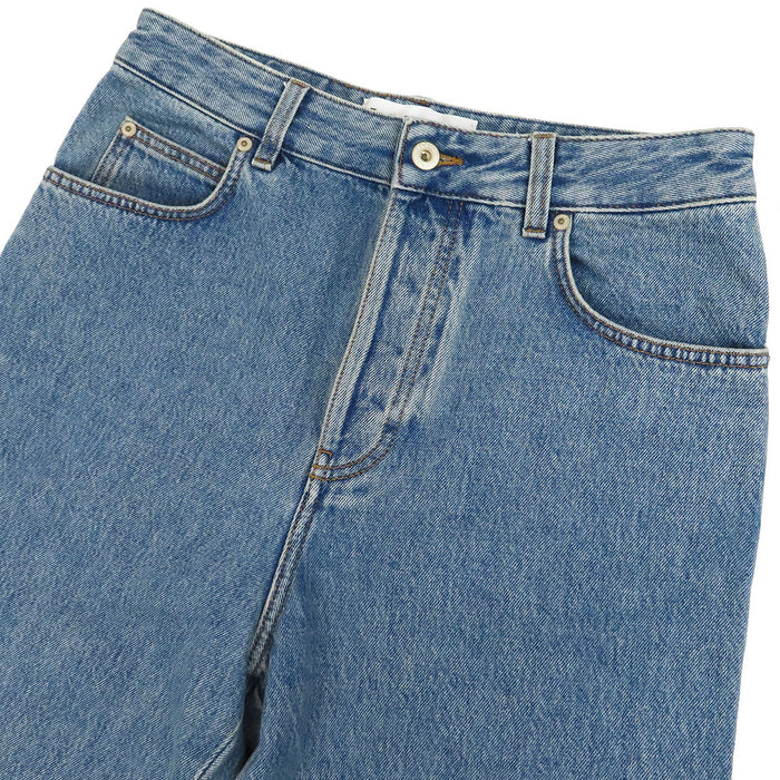 LOEWE 
ロゴ レザーパッチ ウォッシュドデニム コットン 
アナグラム バギー ジーンズ