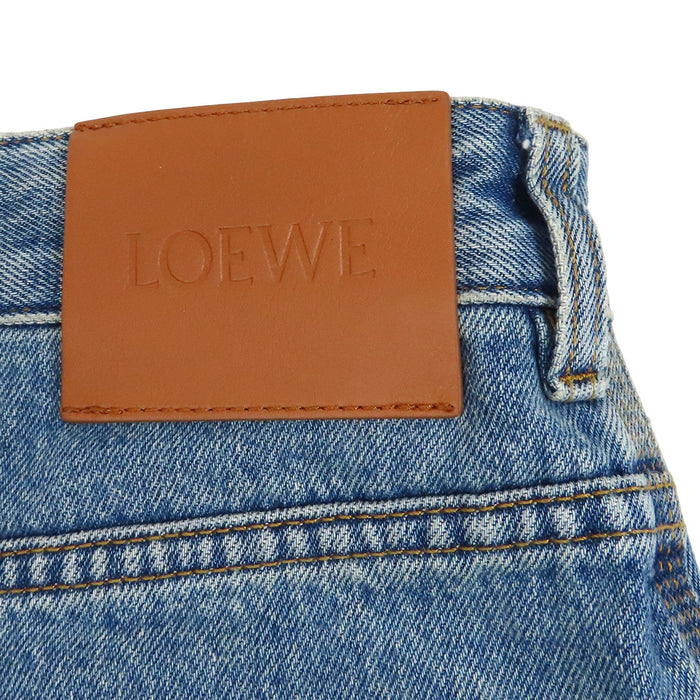 LOEWE 
ロゴ レザーパッチ ウォッシュドデニム コットン 
アナグラム バギー ジーンズ