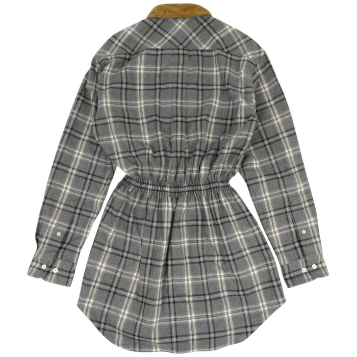 MIUMIU  
Robe chemise à carreaux avec logo 25-26AW, mini en velours côtelé, coton flanelle