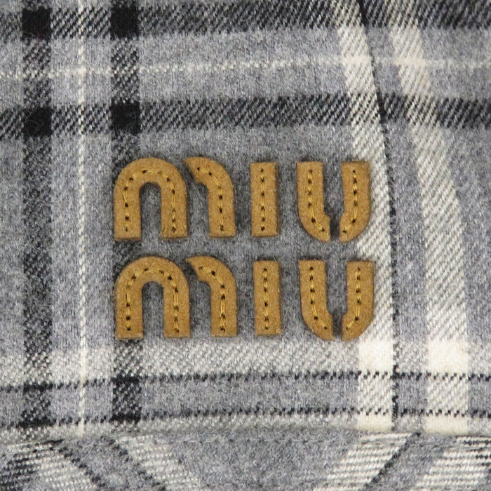 MIUMIU 
25-26AW ロゴ チェック柄 シャツ ワンピース コーデュロイ ミニ コットン 
フランネル ミニ ドレス