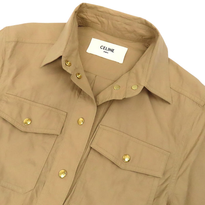 CELINE 
Abito safari a linea A in cotone con bottoni logo