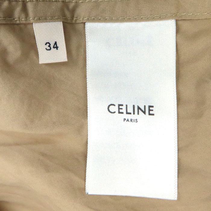 CELINE 
Abito safari a linea A in cotone con bottoni logo