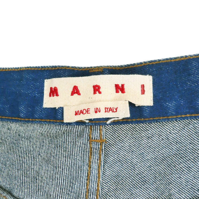 MARNI 
Jean patchwork en coton et mohair 
Motifs cœur et étoile