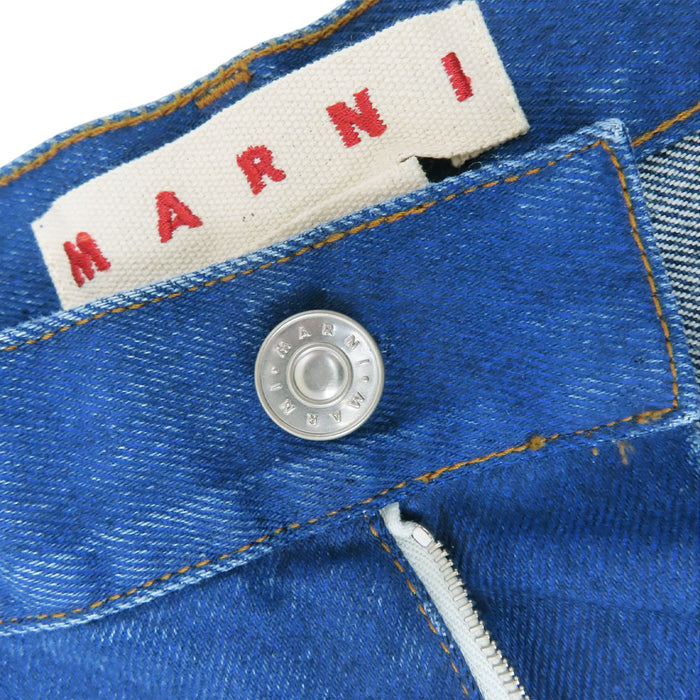 MARNI 
Jean patchwork en coton et mohair 
Motifs cœur et étoile